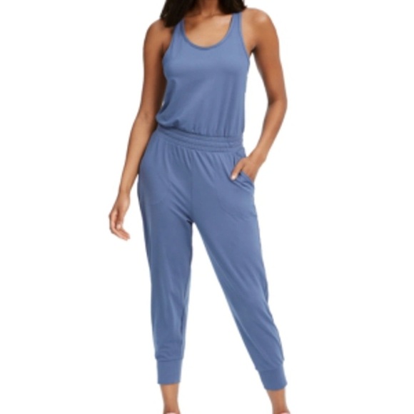 NIKE Yoga Women's 7/8 Jumpsuit Diffused Blue Butter Soft Jogger Small - Picture 1 of 7